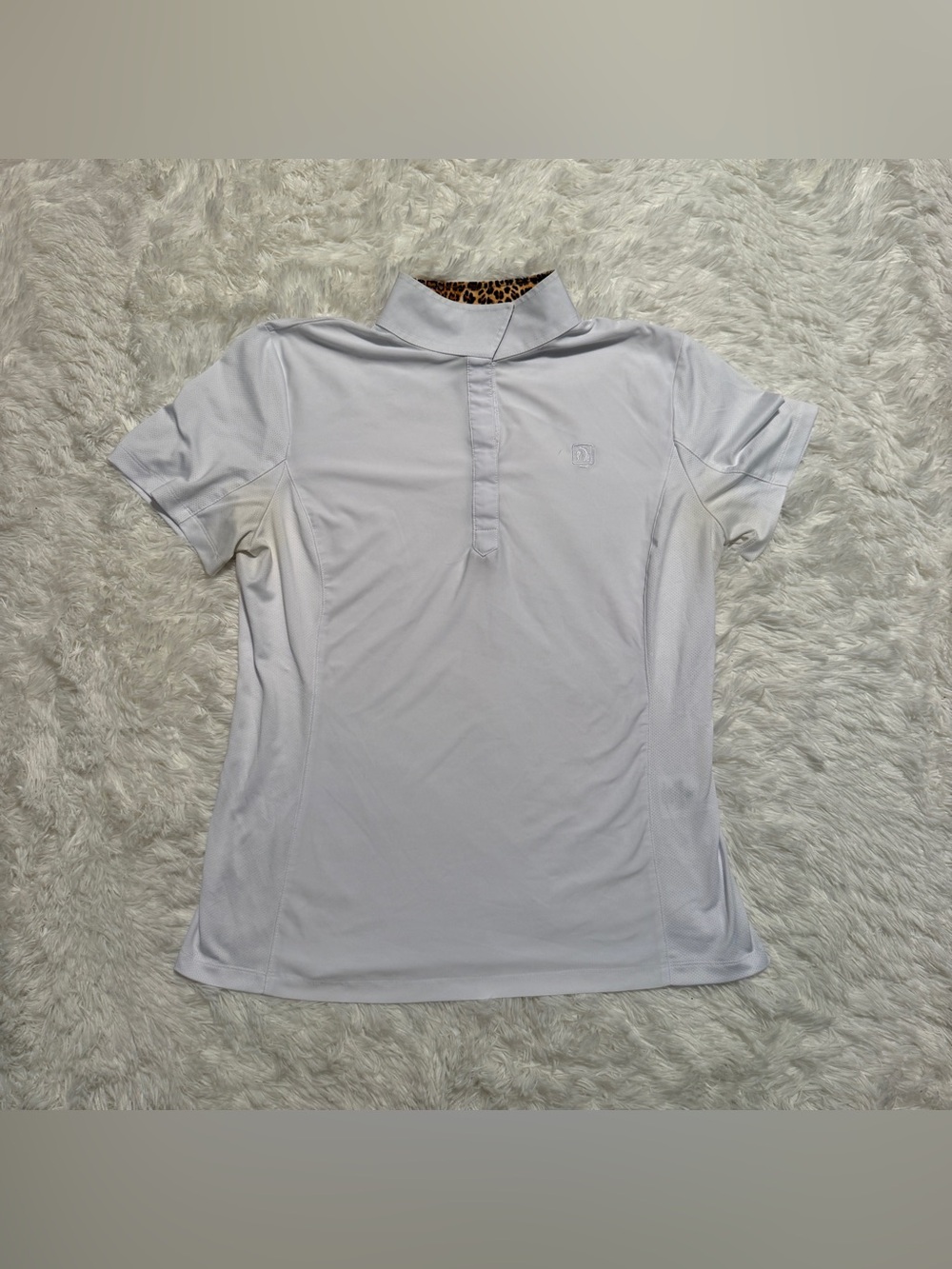 Women’s Large White Romfh Short Sleeve Horseback Riding Show Shirt